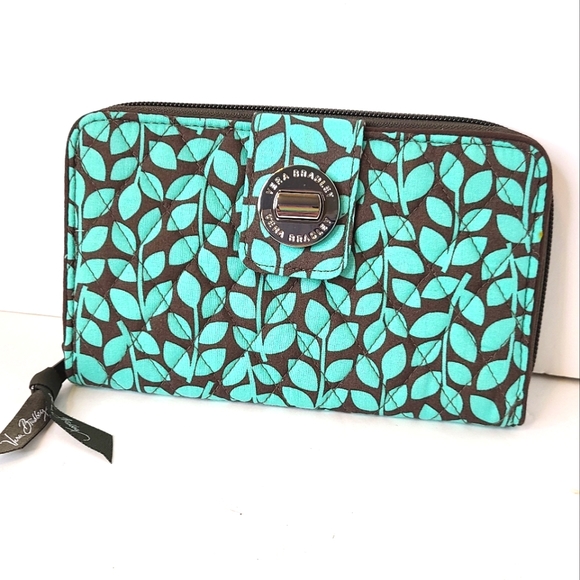 Vera Bradley Handbags - Vera Bradley Teal Leaf Wallet
